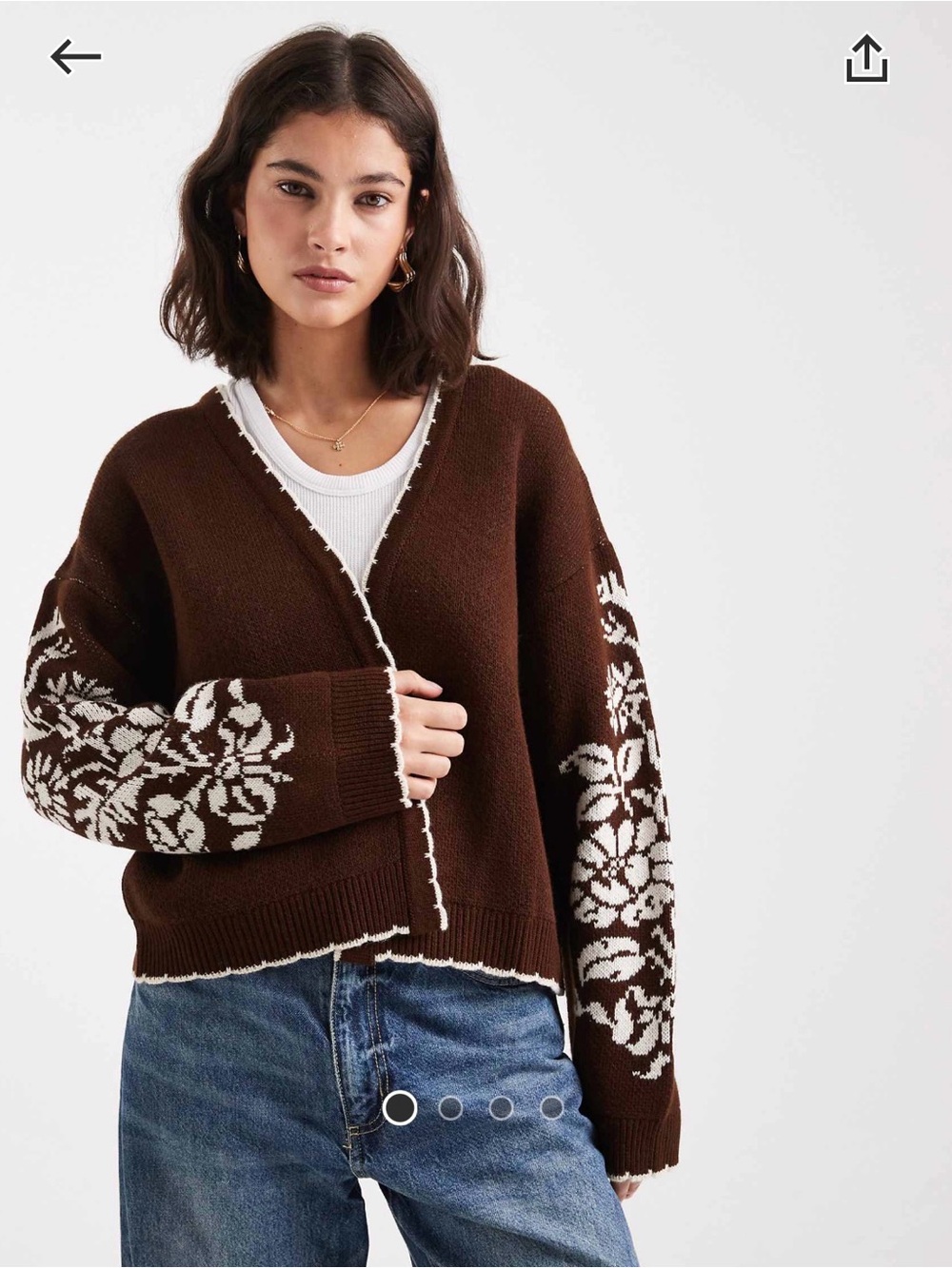 Miss Selfridge Chocolate Brown Floral Cardigan